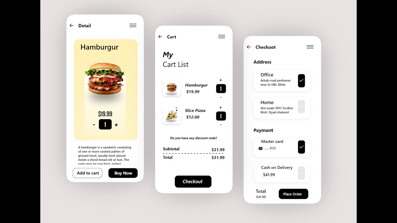 Example of Mobile app UI design