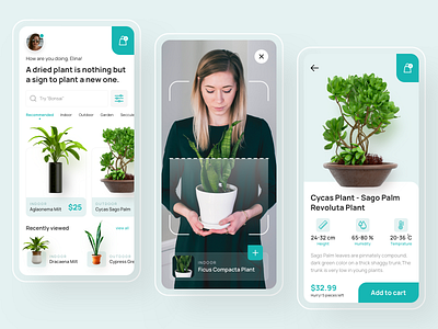 Plant E-Commerce App app design cards ui ecommerce ecommerce app ecommerce design ecommerce shop greenry online online shopping online store plant shop plants plants app product design product page scanner ui ui design ux web design