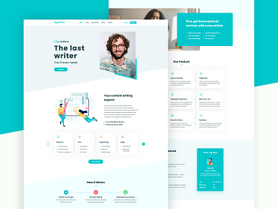 BuysellText - Content Writer Website branding clean content creative design figma homepage landing landing page design template ui uidesign uiux ux web website writer