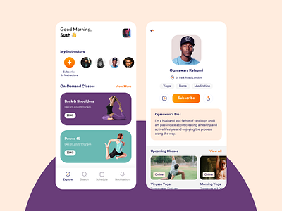 Fitness Instructor App🧘🏻‍♂️ app design design exercise fitness fitness coach gym instructor mobile mobile ui product design running trainer ui uidesign user experience userinterface uxui workout yoga