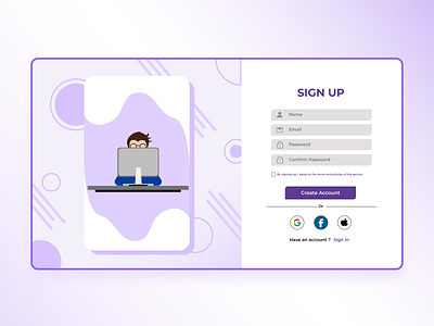 Sign Up Form flat illustration sign up ui ux web website website concept