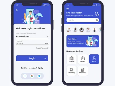 Health app app design flat icon layout mobile app mockup typography ui vector