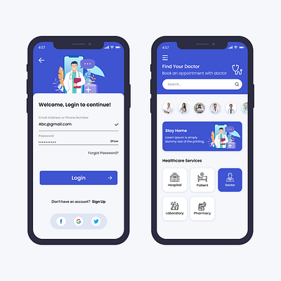 Health app app design flat icon layout mobile app mockup typography ui vector