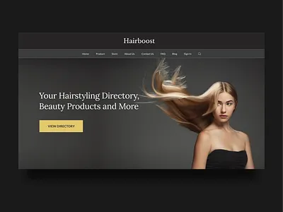 Hairstyling and Beauty Products Website beauty beauty product clean ui dark gold hair hairstyle landing page minimalist ui ux webdesign website woman