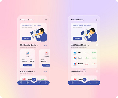 Stock Market UI using Glassmorphism design ui