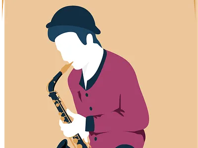 Saxofonista branding color design flat illustration minimal vector