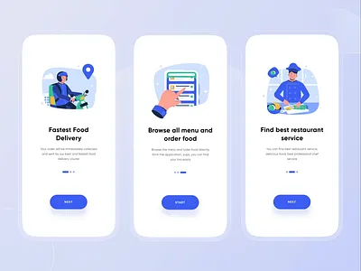 Food Delivery App Onboarding - Motion Interaction 🍔 aftereffects animated illustration blue clean clean ui food delivery app food illustration good interaction mobile ui motion motion design motion graphic smooth smooth animation