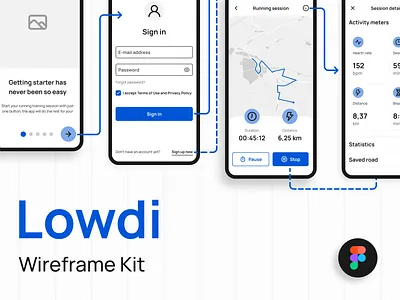 Lowdi - Figma Wireframe Kit Freebie components figma free freebie freebies low fi mobile app mockups product hunt user flow user story webdesign wireframe kit