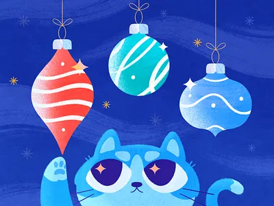 Christmas holiday cat christmas cute decoration holiday illustration kitten magic procreate texture toys winter xmas
