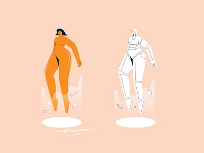 From human to robot humanoid adobe illustrator character flat humanoid illustration illustrator line art procreate robot ui vector