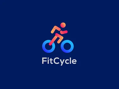 FitCycle Logo Design ( Fitness + Wheel ) app app logo branding cycle design fast fitness logo human icon logo logo design logo designer logo inspiration logotype minimalist logo modern logo run run cycle running app wheel