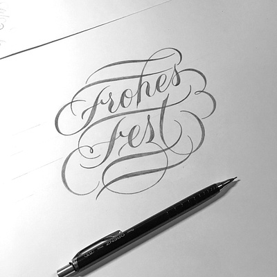 Frohes Fest flourishes lettering script sketch