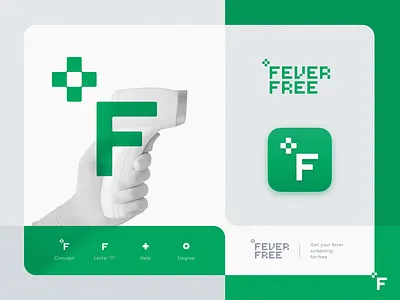 Fever Free Branding app icon branding celsius corona coronavirus covid covid19 cross degree display fahren fever health identity logo scanning temperature testing thermometer virus