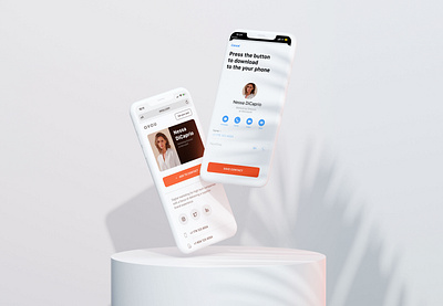 Save contact. OVOU Smart Business Card add contact card design cards ui contact minimal minimalistic mobile first mobile ui orange ovou profile card profile design responsive save ui uidesign web webdesign website