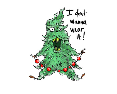 xmas tree art character characterdesign christmas comic creepy illustration iradorn procreate tree xmas xmastree