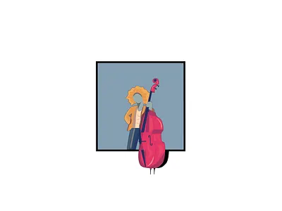 Contrabass Girl | Illustration character design contrabass design freelance girl graphic illustration illustrator music red ui vector vector art vector artwork yellow