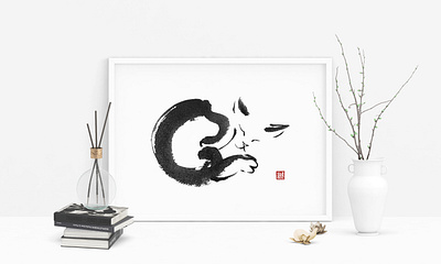 Inktober kitten animal art calm cat cute cute animal framed ink inktober inktober2020 kitten minimalist oriental painting relax sleep sleeping suibokuga sumi sumie