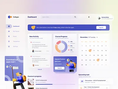 Collages - Dashboard app clean design dashboard design dribbble freelance freelancer mentoring online course ui uiux work