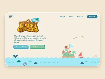 XD Challenge #1 - Landing Page animal crossing design landing page landing page concept landing page design ui ux xdchallenge