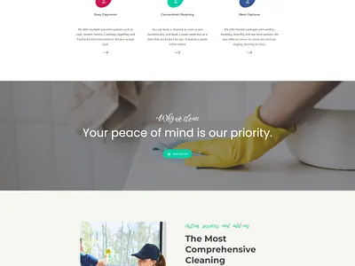 Web Design for Cleaning Service cleaning service colorful design design home service homepage design janitorial responsive design web design wordpress