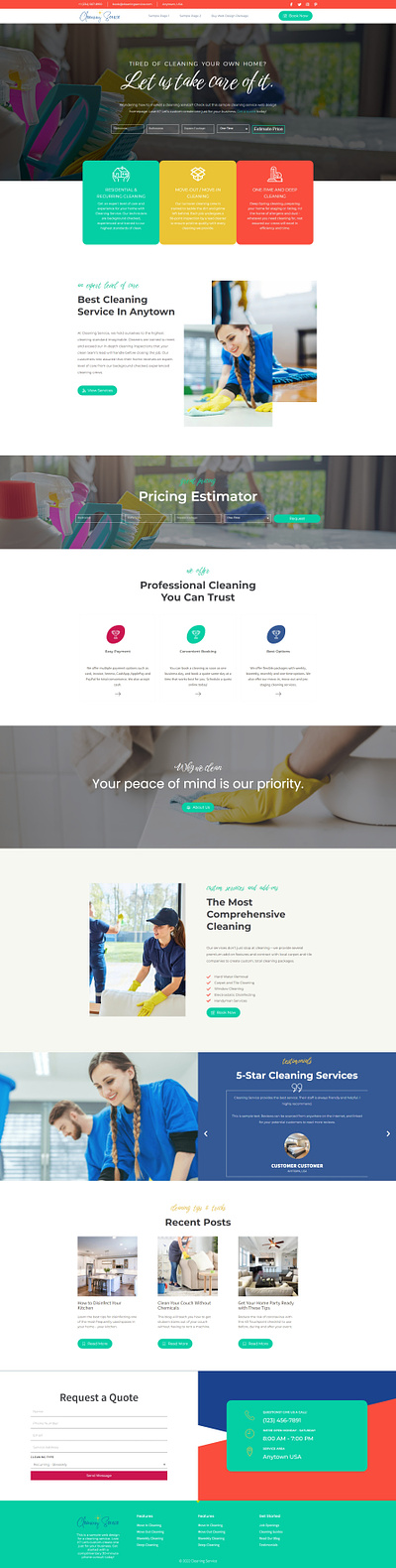 Web Design for Cleaning Service cleaning service colorful design design home service homepage design janitorial responsive design web design wordpress