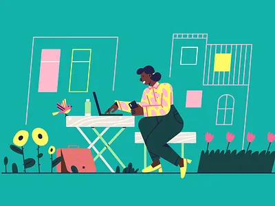 Outside working space bird co working space housing illustration office outdoors urban development worklife