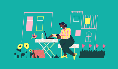 Outside working space bird co working space housing illustration office outdoors urban development worklife