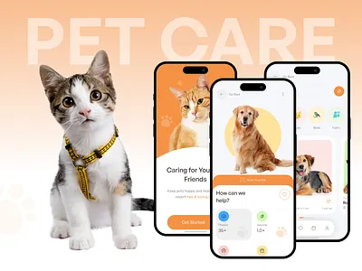 Pet Health & Care animal care app design mobile design pet pet app pet care pet clinic pet food pet grooming pet shop pet tracking pet web ui veterinary