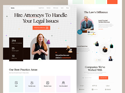 Law Firm Landing Page advocate attorney consultancy defenseattorney hire lawyer landing page law law firm law website lawyer legal adviser legal support minimal ofspace ui uiux ux web design website website design