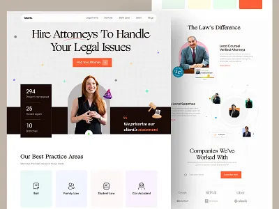 Law Firm Landing Page advocate attorney consultancy defenseattorney hire lawyer landing page law law firm law website lawyer legal adviser legal support minimal ofspace ui uiux ux web design website website design