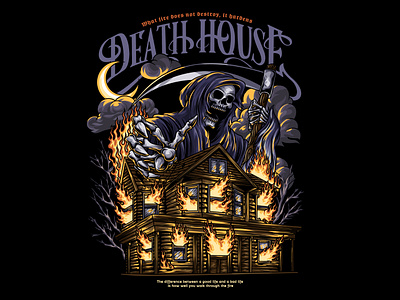 Grim Reaper Death House Illustration ghost