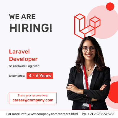 Laravel Developer Hiring Post – UI/UX Design Exploration creative hiring post ui hiring post job posting ui design minimal ui modern job hiring design recruitment page design