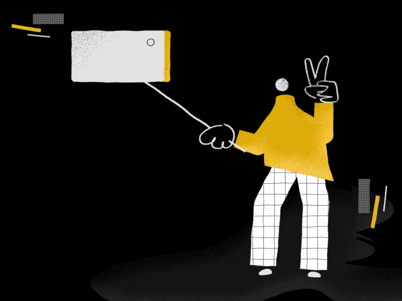 Selfie Time! animation animation 2d concept design illustration motion design motion graphics sketch styleframe vector