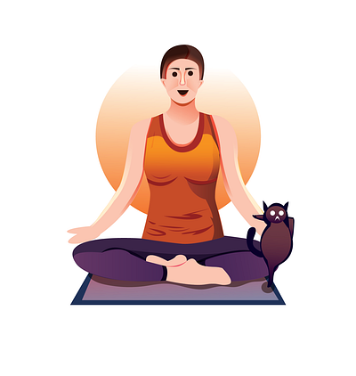 Girl doing yoga app avatar branding cartoon character exercise girl icon illustration portrait illustration typography ui ux web yoga