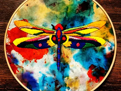 Dragonfly art artist artistic design embroidery embroidery design illustration tiedye