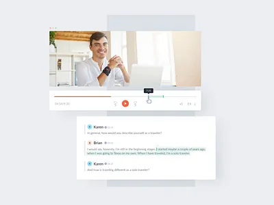 Video interview app clean comment design interface interview play player timer ui ux web