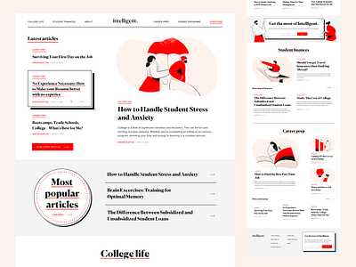 Intelligent: Homepage blog clean design homepage illustration intelligent landing page lp red student ui ux website