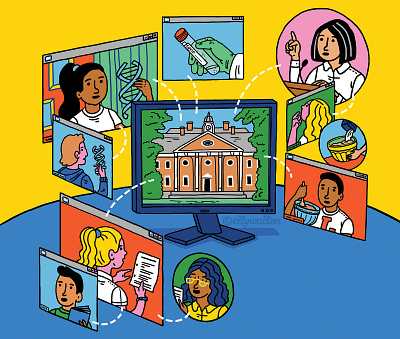 Cover illustration artwork classroom cover artwork cover illustration digital distance learning editorial illustration learning magazine remote learning video call zoom