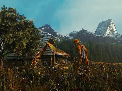 cabin in the mountains by tg 1 3d art cinema4d creativity digitalart futuristic octane render