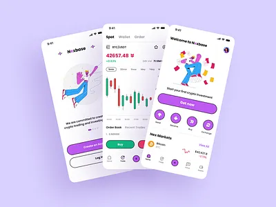 Nexbase App Design 2022 app bitcoin branding contract design earn ethereum figma icon illustration markets ui ux