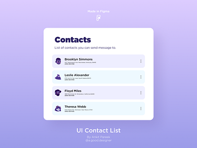 Contact List animation branding design figma figmadesign logo minimal typography ui ux vector