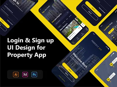 Property App UI logotype photoshop product design properties property property management prototype real estate agency real estate agent real estate logo realestate xd animation