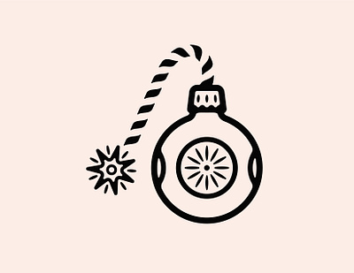 Ornament Bomb abstract blackandwhite bomb bombs candycane christmas design digital art double meaning flat holiday icon illustration lineart logo minimal ornament ornaments vector wit