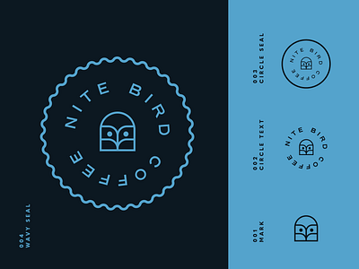 NITE BIRD Logo blue brand brand identity branding design geometric graphic design icon identity logo logo design mark night owl seal set type typography logo