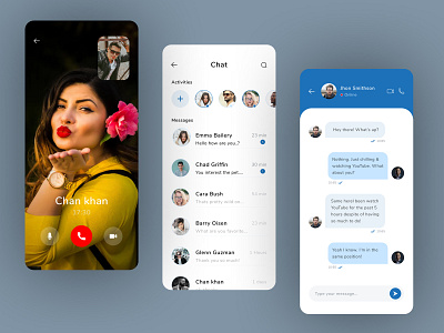 Chat & Call App Design app design application branding design chat chating app colorful creative ios app message messenger minimal ui ux video video call app