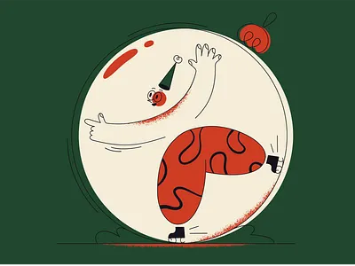 Jolly Christmas Ball With a Skating Elf christmas christmas decorations christmas tree flat design graphic design illustration vector art