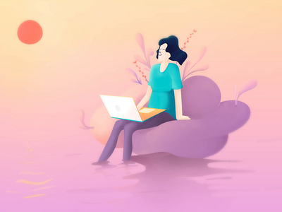 Mindfulness at work blog calm calming gradient illustration illustrator meditate office photoshop process serenity