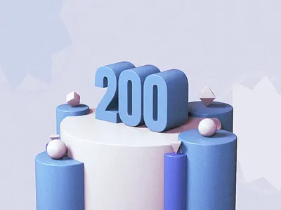 Two Hundred 200 3d 3d art blue c4d cinema4d design illustration primitivegeometry render