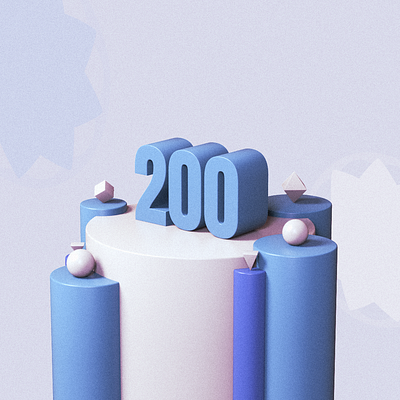 Two Hundred 200 3d 3d art blue c4d cinema4d design illustration primitivegeometry render