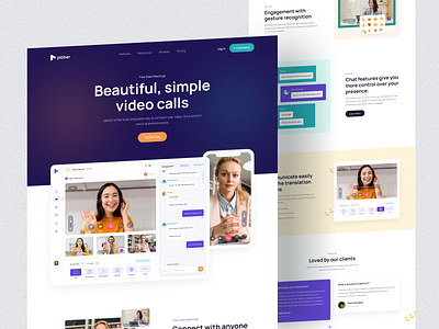 Video Calling Website Design design homepage modern design uihut video call video call website web design resources web template web ui webdesign website website design